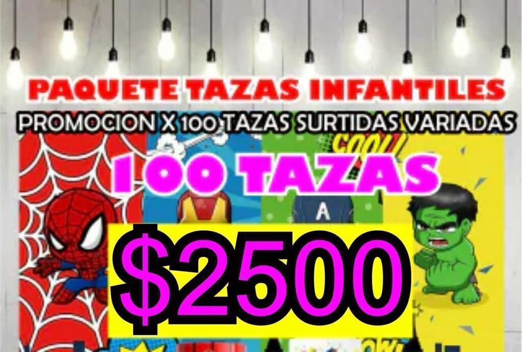 PROMO 100 TAZAS INAFNTILES